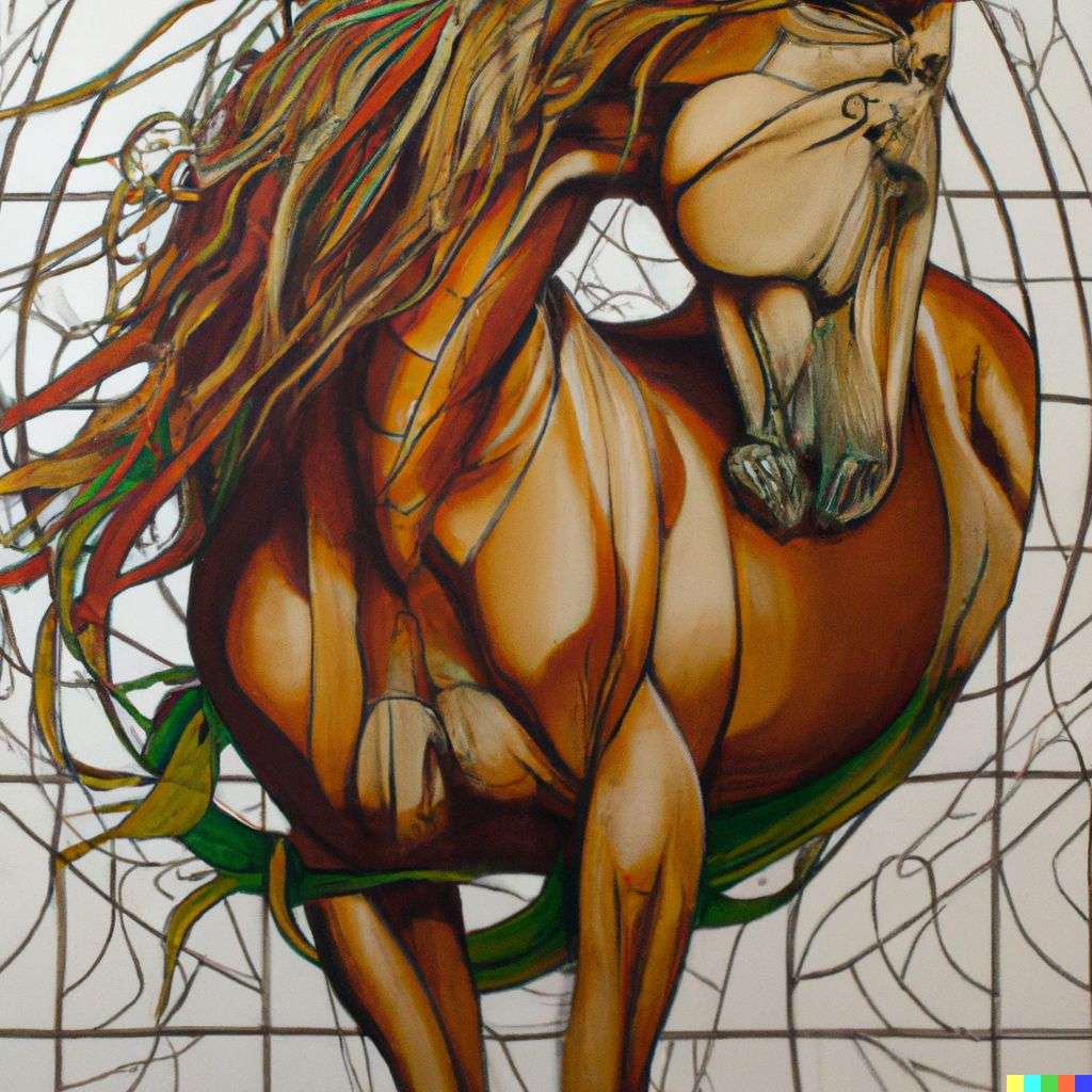 a horse, painting by Alphonse Mucha